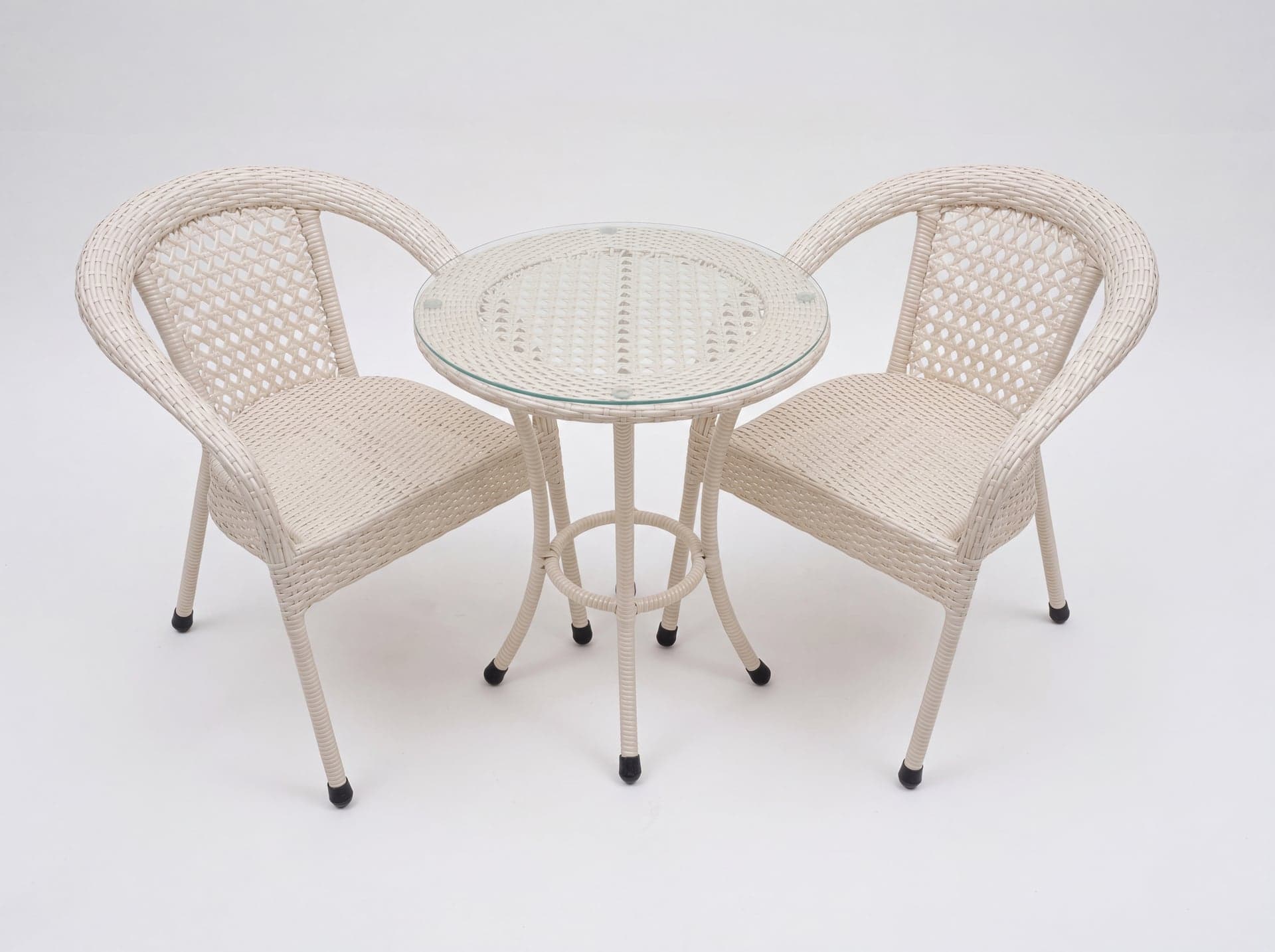 Комплект мебели DECO Д-600 Цвет: 2301 (жемчуг) (Стол кофейный (стекло) Д600 + 2 Кресла без подушек)