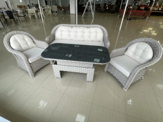 Комплект мебели LYON (Диван 3х местный + 2 Кресла + Стол (Стекло)) 