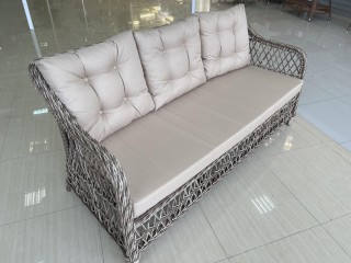 Комплект мебели JASMINE Цвет: Светло-коричневый (Диван 3х местный + 2 Кресла + Стол (Стекло))
