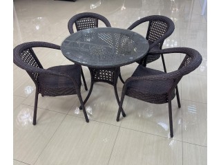 Комплект мебели DECO  Д-900 Цвет: 4019 (коричневый) (Стол (стекло) Д-900 + 4 Кресла без подушек) 