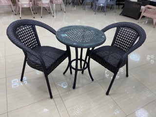 Комплект мебели DECO Д-600 Цвет: 4019 (коричневый) (Стол кофейный (стекло) Д600 + 2 Кресла без подушек)