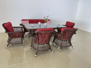 Комплект мебели ROSA  NILUFER   (Диван 3х местный + 4 Кресла + Стол (Стекло)) 