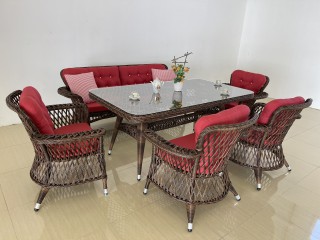 Комплект мебели ROSA  NILUFER   (Диван 3х местный + 4 Кресла + Стол (Стекло)) 