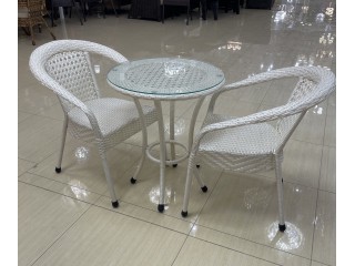 Комплект мебели DECO Д-600 Цвет: 2301 (жемчуг) (Стол кофейный (стекло) Д600 + 2 Кресла без подушек)
