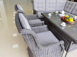 Комплект мебели 1605 Цвет: Серый (Диван 3х местный + Диван 3х местный + 2 Кресла + Стол) 