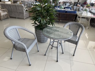 Комплект мебели DECO Стол (стекло) Д-720 + 2 Кресла без подушек Цвет: 5045П (серый)