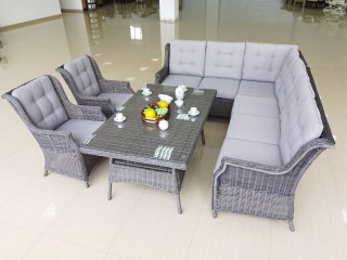 Комплект мебели 1605 Цвет: Серый (Диван 3х местный + Диван 3х местный + 2 Кресла + Стол) 