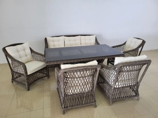Комплект мебели ROLEX (Диван 3х местный + 4 Кресла + Стол (Стекло))