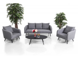 Комплект мебели (Диван трехместный + 2 кресла + 1 стол) LV-SF-1810S SET Цвет: Серый