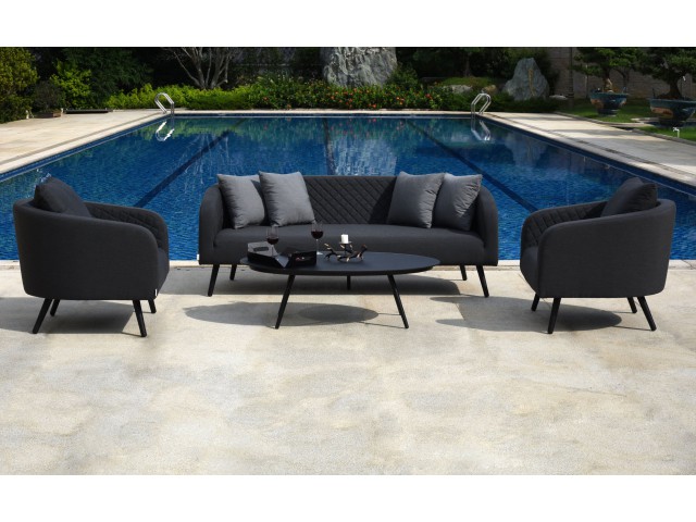 Комплект мебели (Диван трехместный + 2 кресла + 1 стол) LV-SF-1810S SET Цвет: Черный